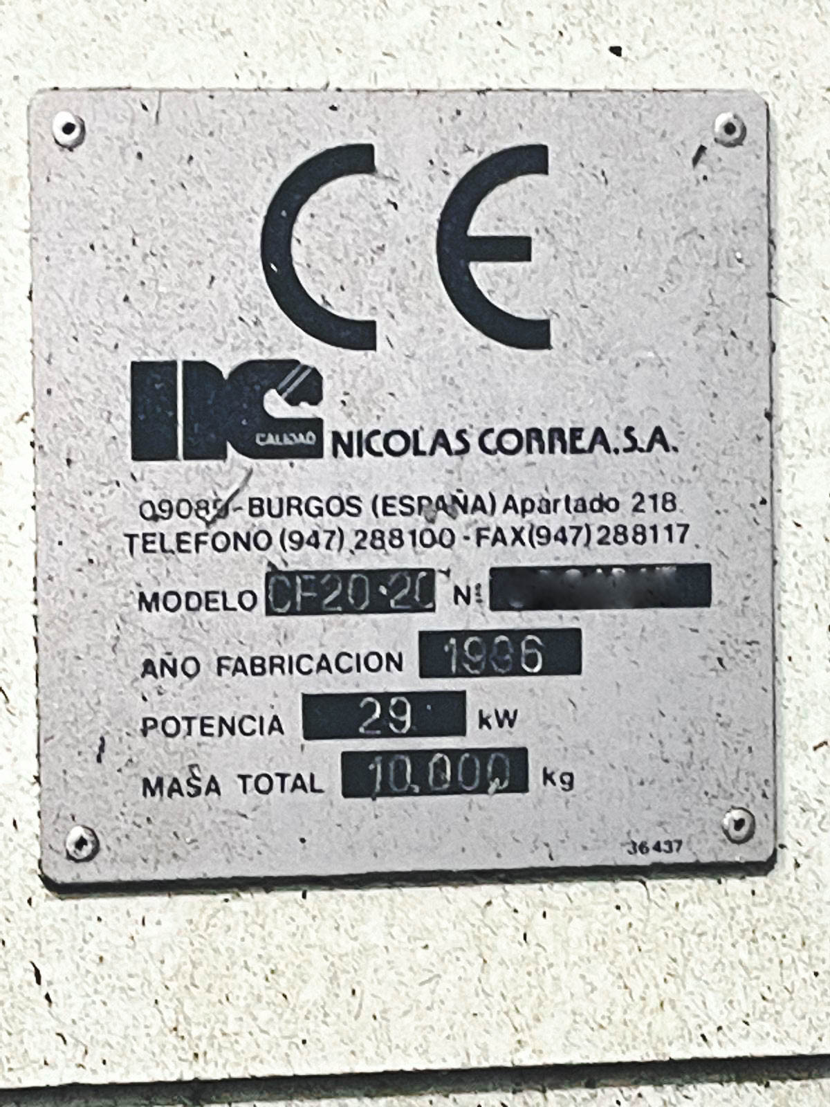 Used Nicolas Correa CF20 I Bed Type Milling I 1996