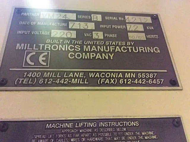 Used Milltronics VM24 - Vertical Machining Centres  - 1998