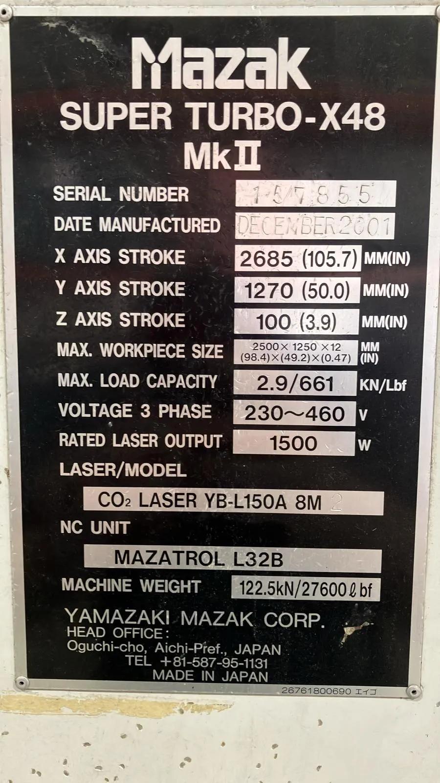 Gebruikt Mazak Super Turbo-X 48 MK II I Laser snijden
