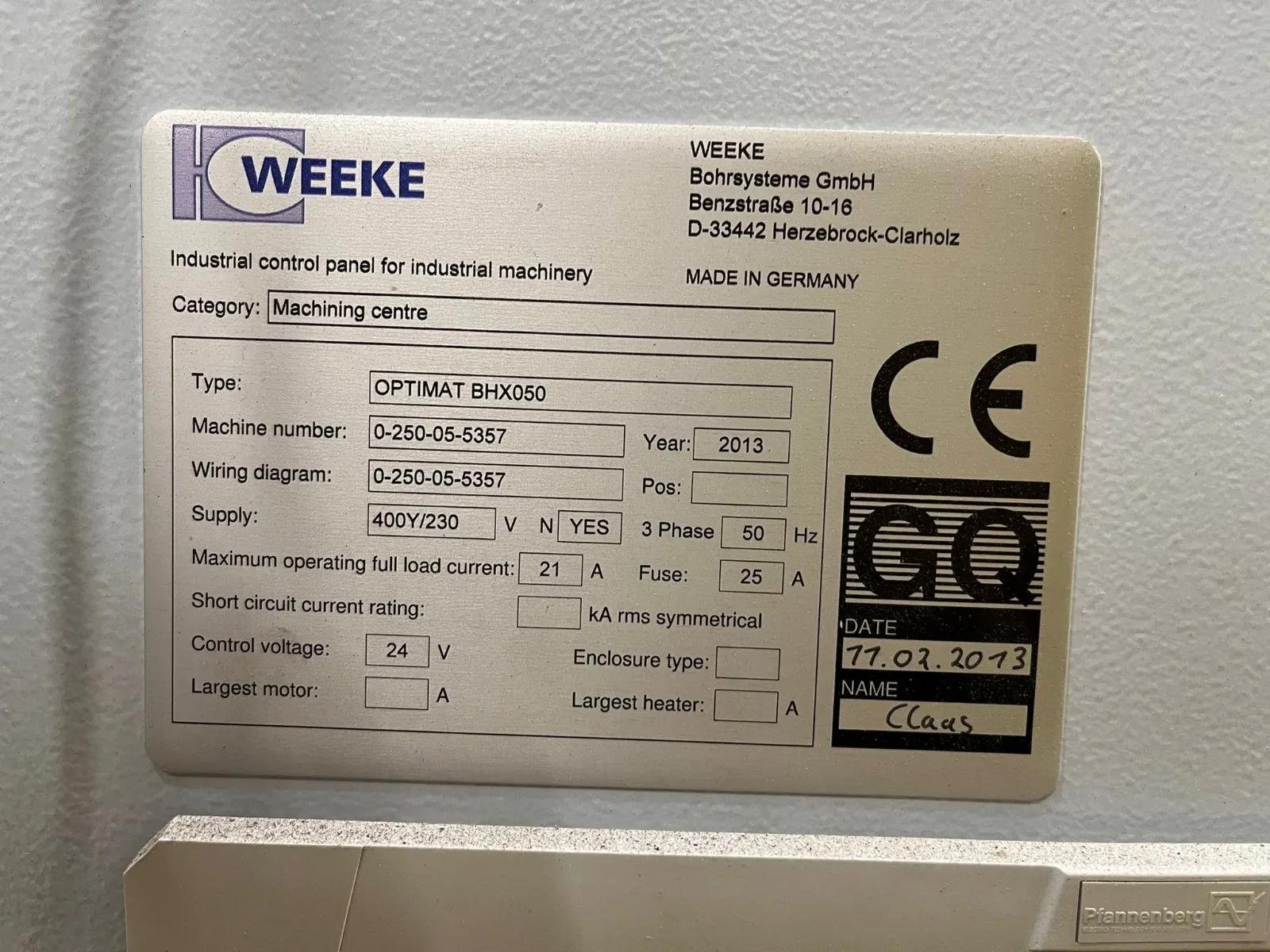 Usado Centro de Mecanizado CNC Weeke Optimat BHX050 I