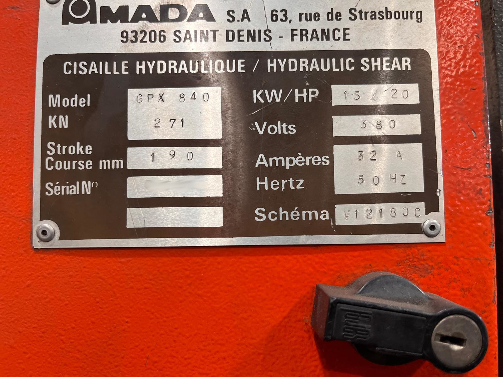 Used Amada Promecam GPX-840 I Guillotine Shear