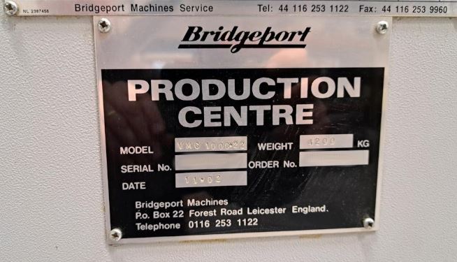 Used Bridgeport VMC 1000XP I Vertical Machining Center I 2002