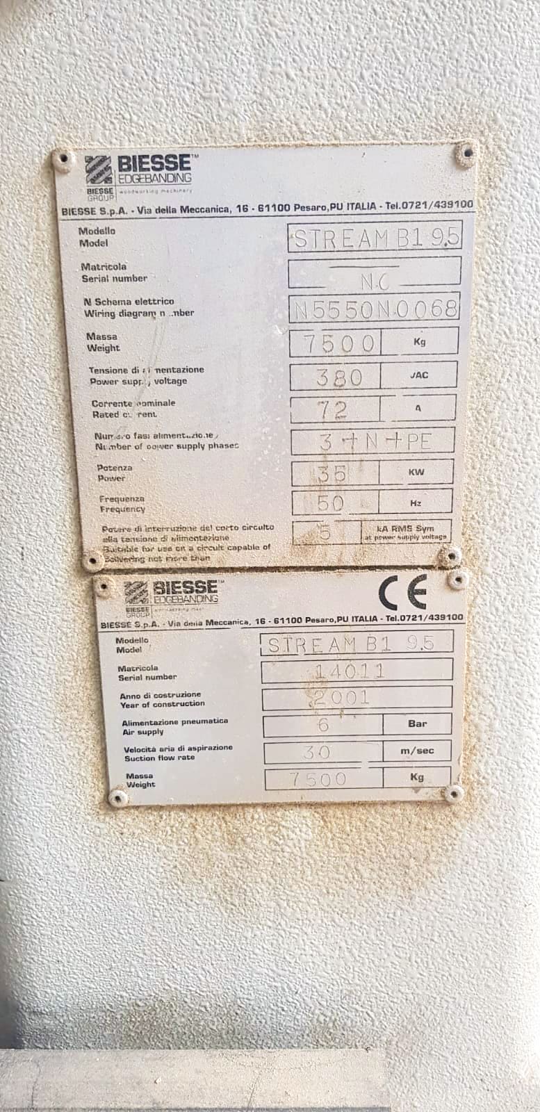 Used Biesse Stream B1 9.5 - Edgebanding machine  - 2001