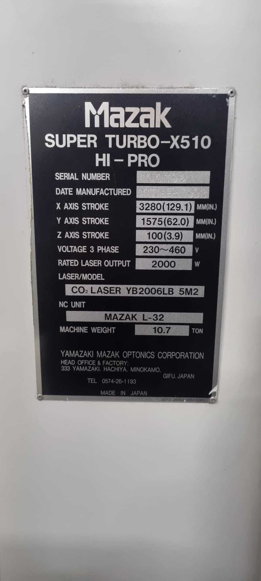 Gebruikt Mazak Super Turbo X 510 Hi-Pro - Laser Snijden - 1993
