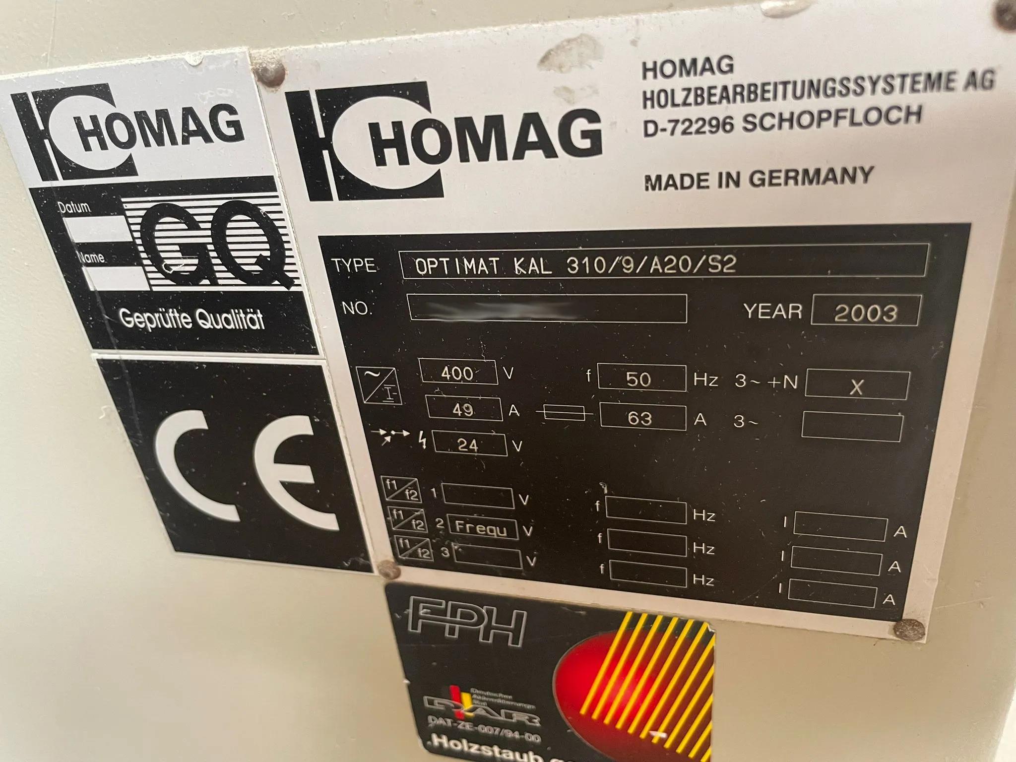 Usado Homag Optimat KAL 310/9/A20/S2 I Biseladora