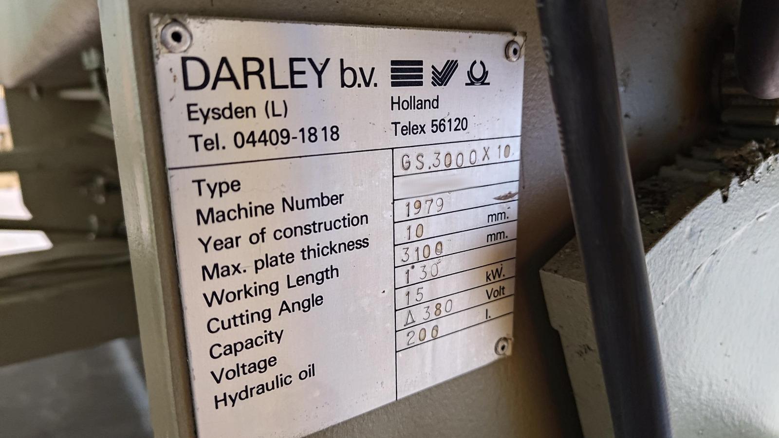 Used Darley GS 3000X10 I Hydraulic Shear I 1979
