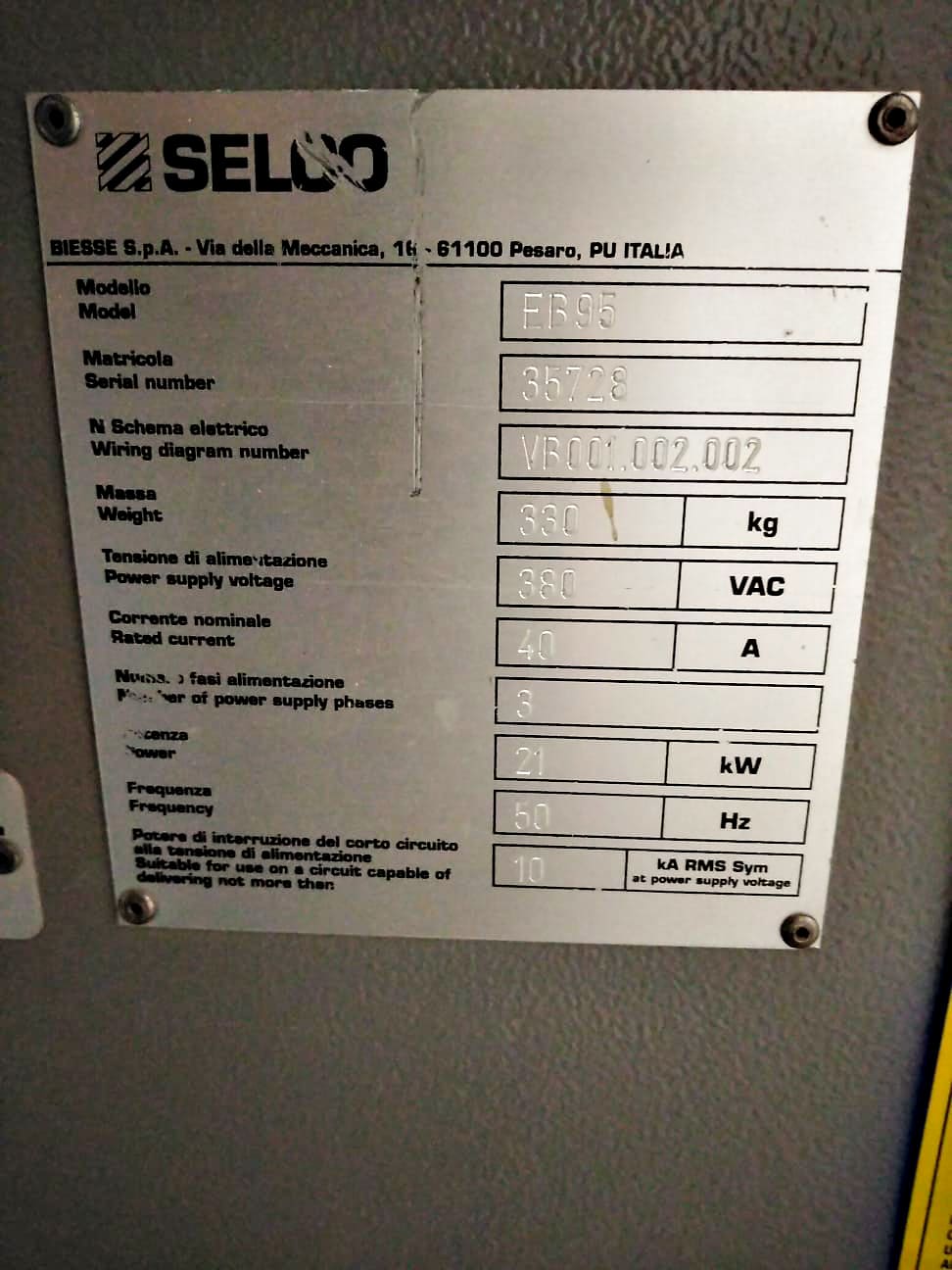 Usado Selco EB 95 - Sierra de panel - 2007