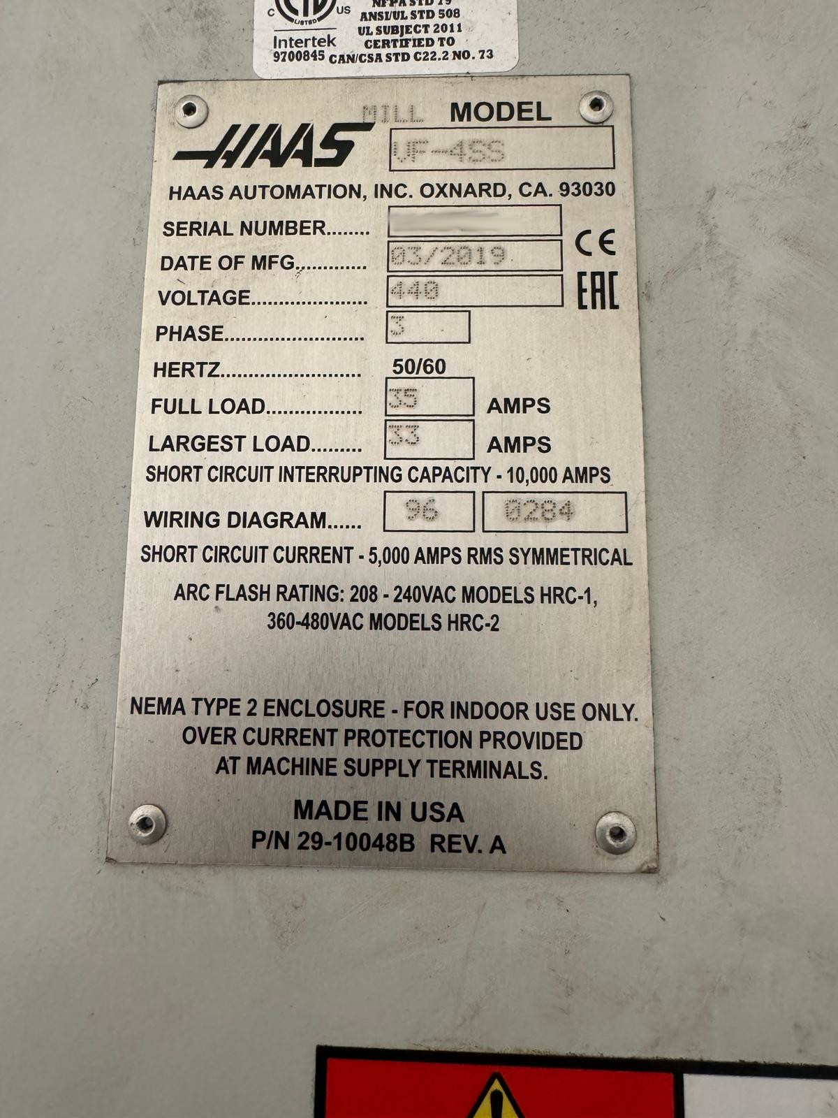 Used Haas VF-4SS I Vertical Machining Center I 2019