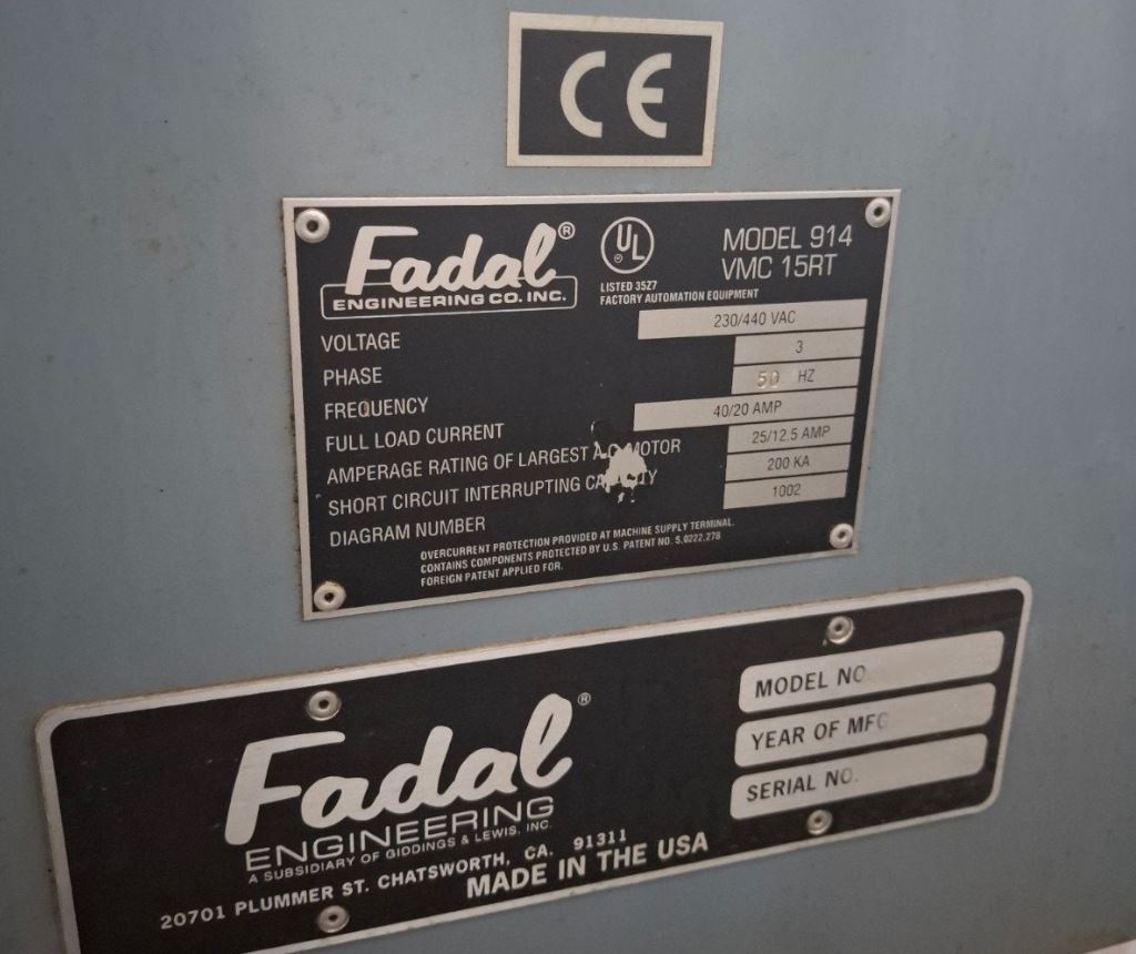 Used Fadal VMC 15RT I Vertical Machining Center I 1995