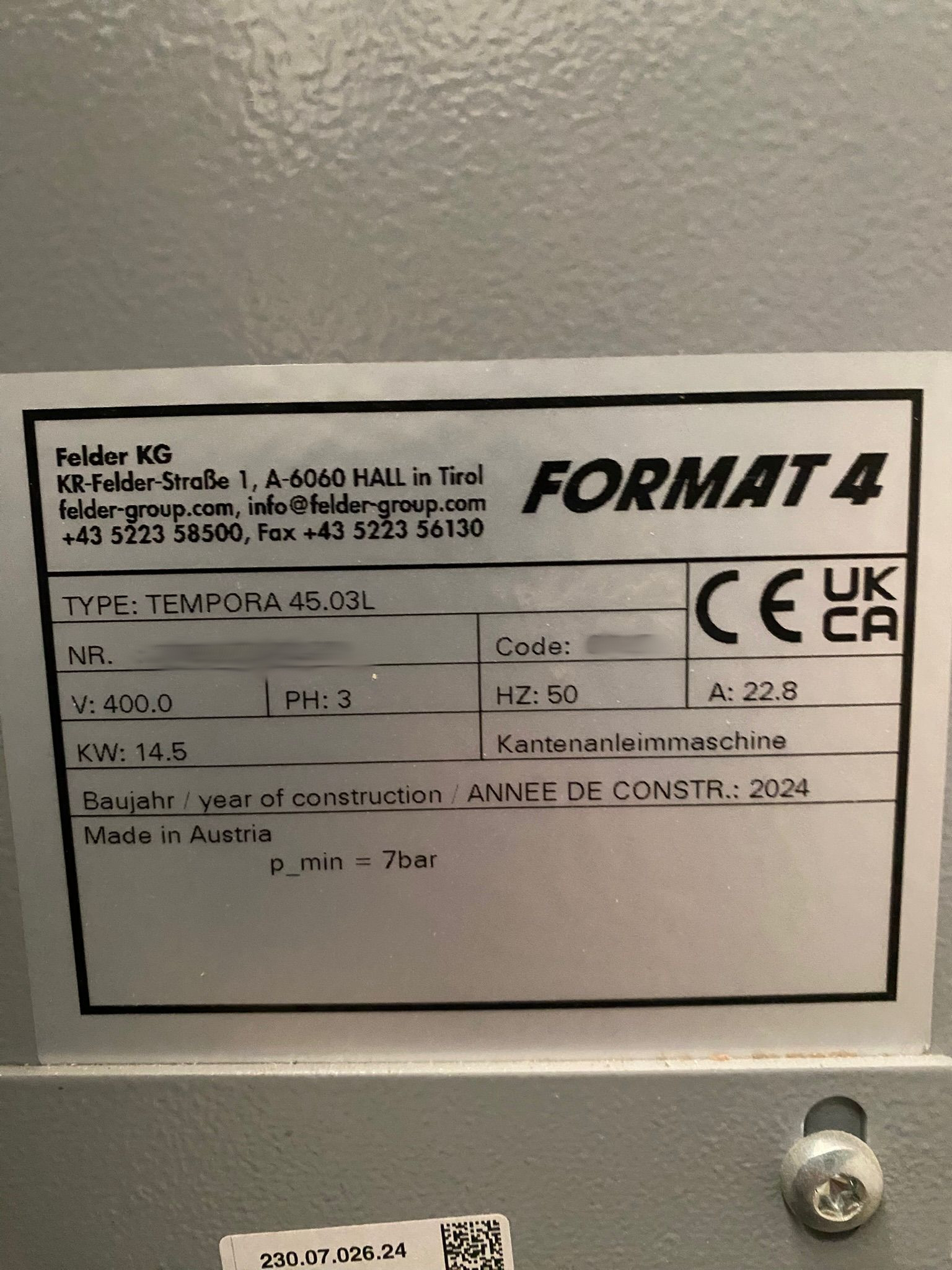 Used Format 4 Tempora F400 I Edgebanding I 2024
