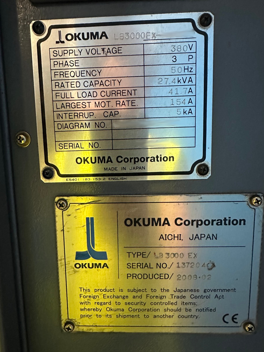 Used Okuma LB3000 EX I CNC Lathe I 2008