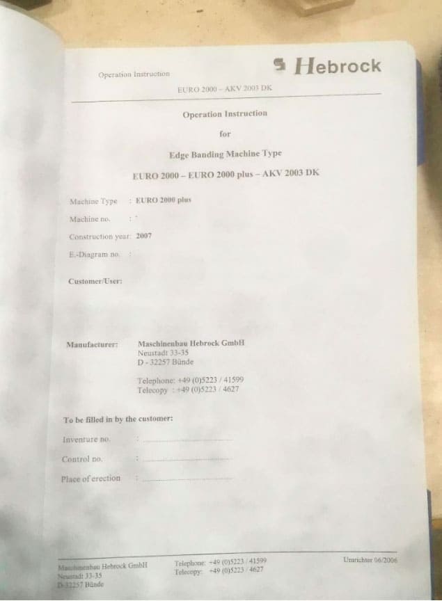 Gebruikt Hebrock Euro 2000 Plus - Kantenbanding - 2007