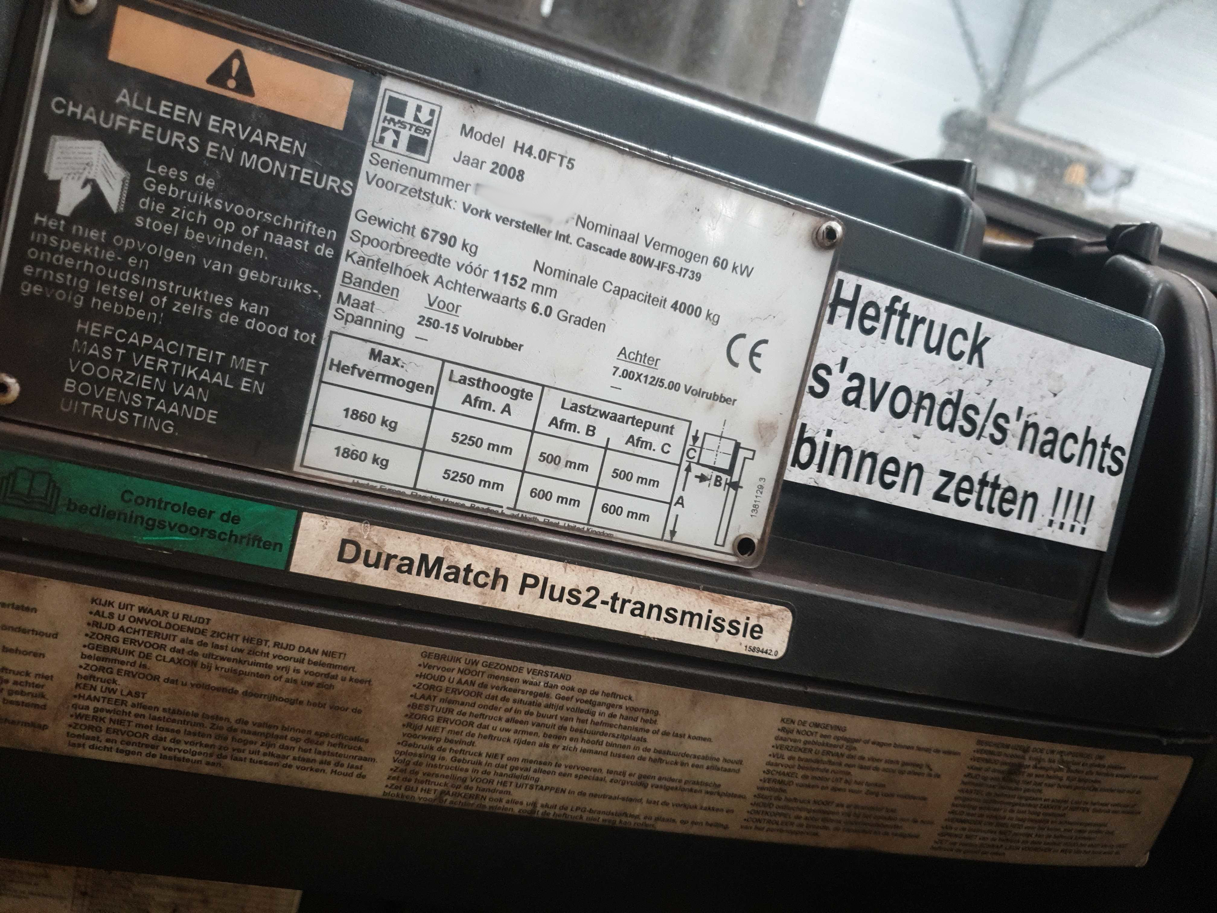 Used Hyster H4.0FT5 I Forklift I 2008