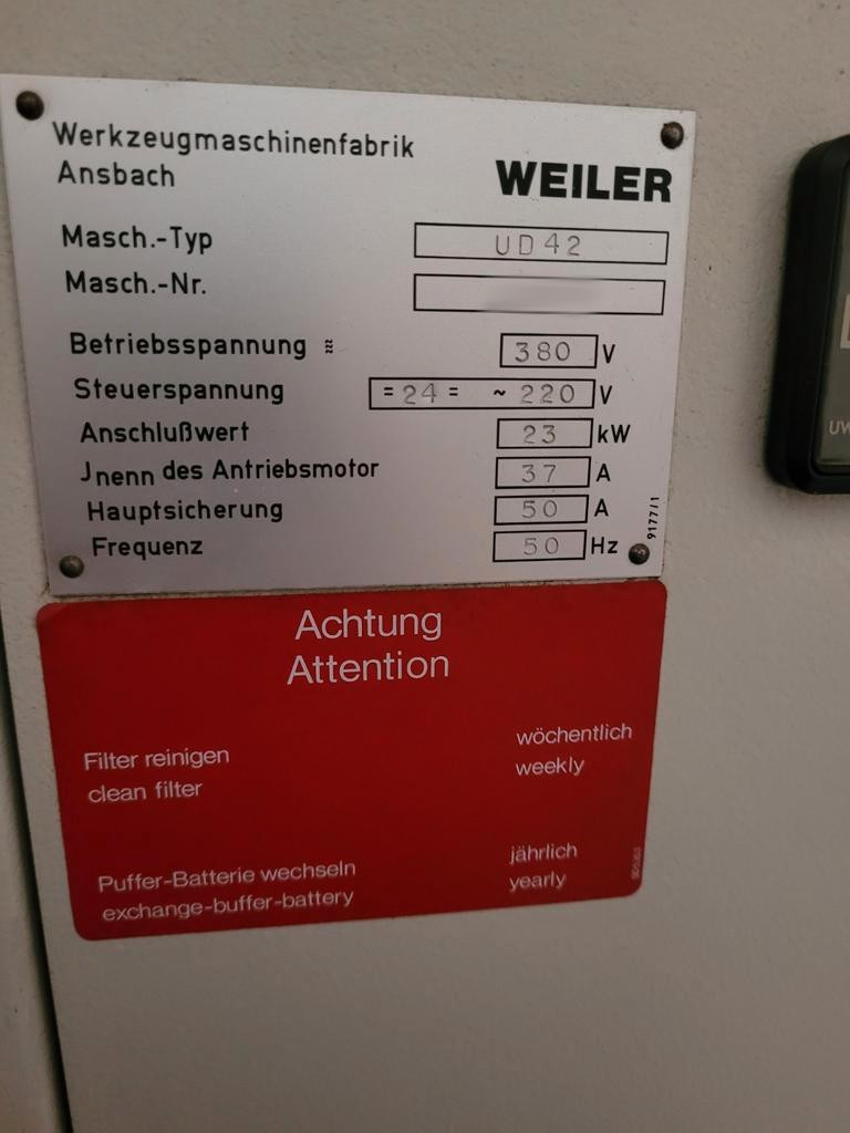 Used Weiler UD 42 I CNC Lathe 