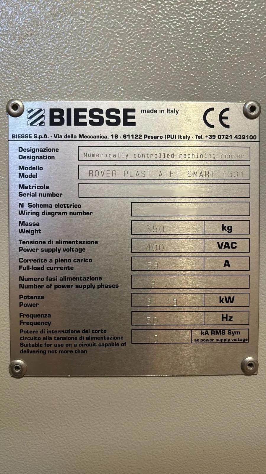 Gebruikt Biesse Rover Plast A FT Smart 1531 I Nestmachine I 2019