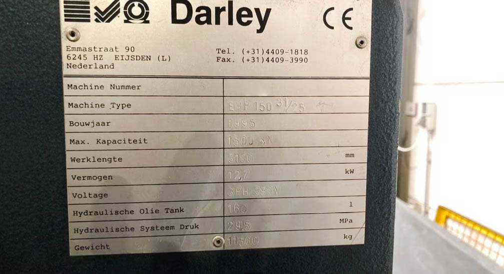 Used Darley EHP 150 31/25 - Press Brake - 1995