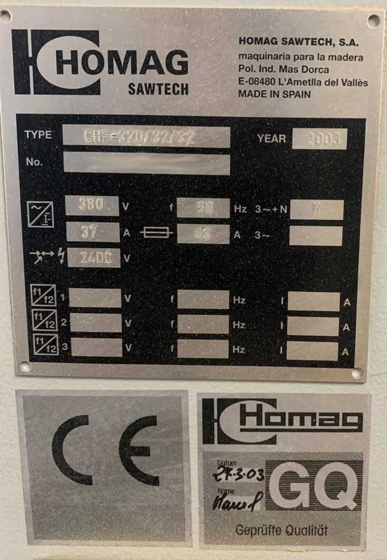 Used Homag Optimat CHF 320/32/32 I Beam Saw I 2003