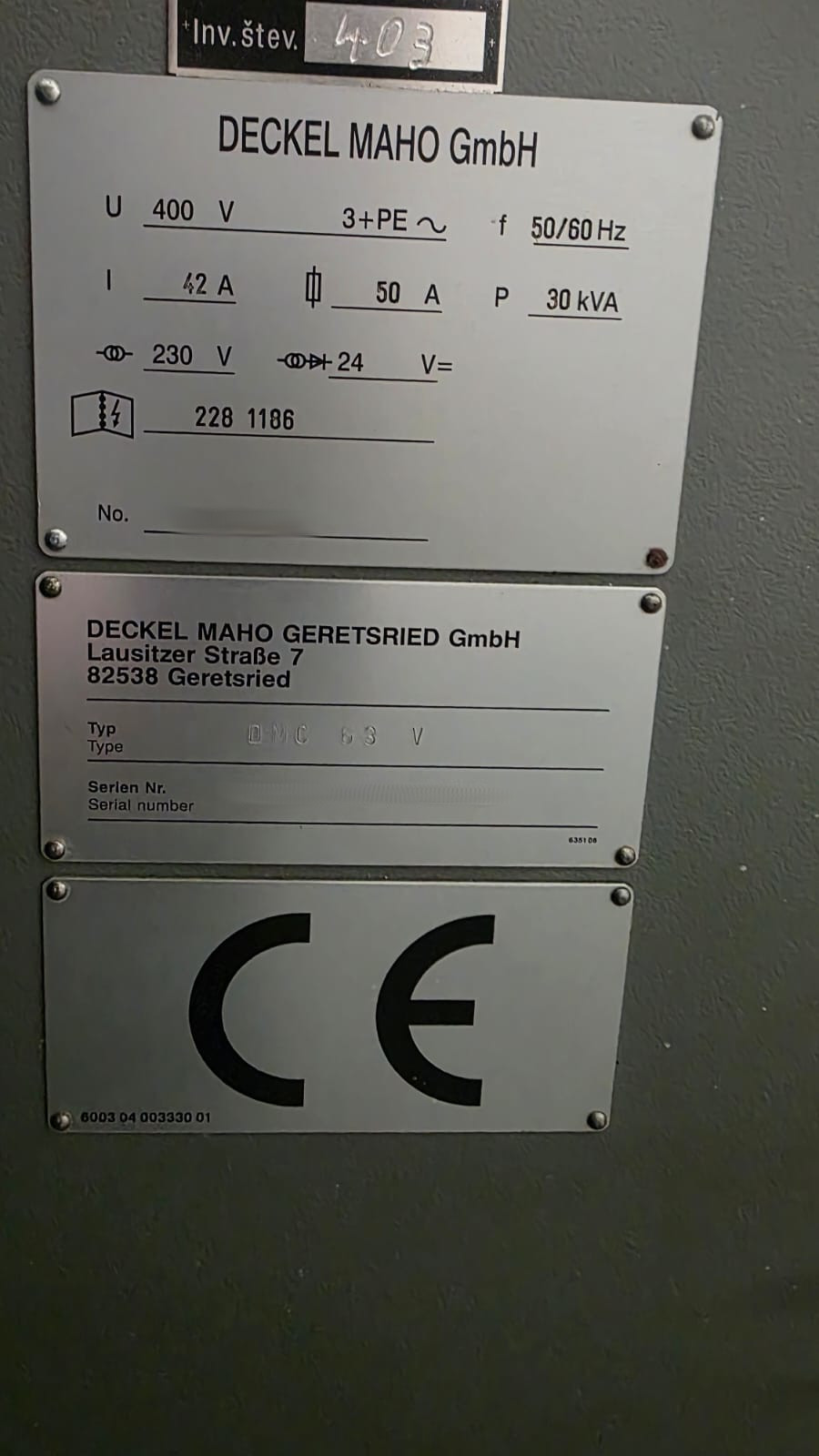 Used Deckel Maho DMC 63 V I Vertical Machining Center I 2003