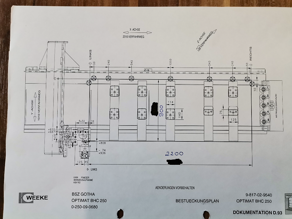 Usado Weeke Optimat BHC 250 - Centro de Mecanizado CNC - 2002