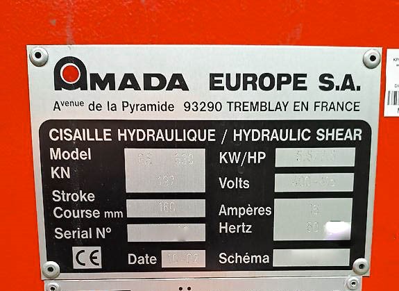 Used Amada GS 630 I Guillotine Shear I 2002