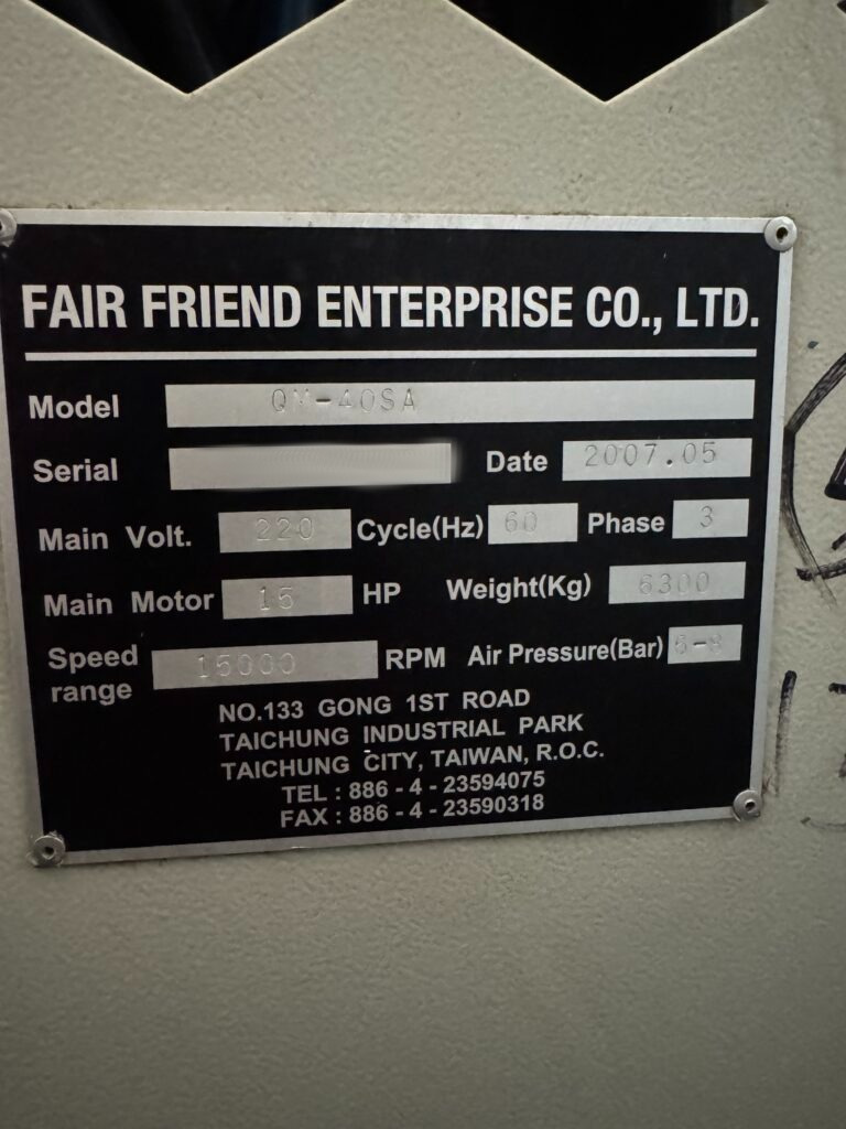 Used FEELER QM-40SA I CNC Milling Machine I 2007