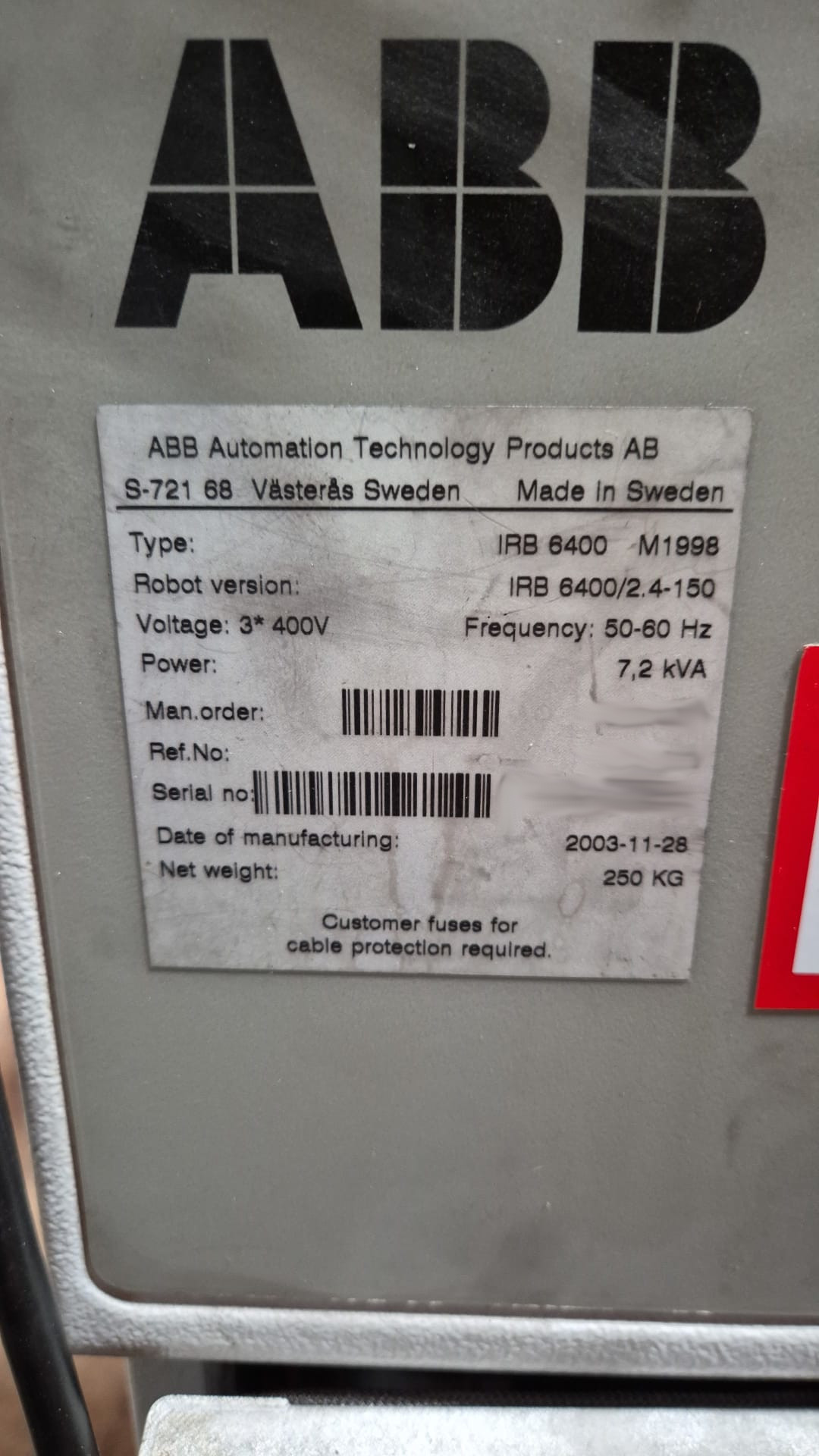 Used ABB IRB 6400 M98 I Robots I 3 Units