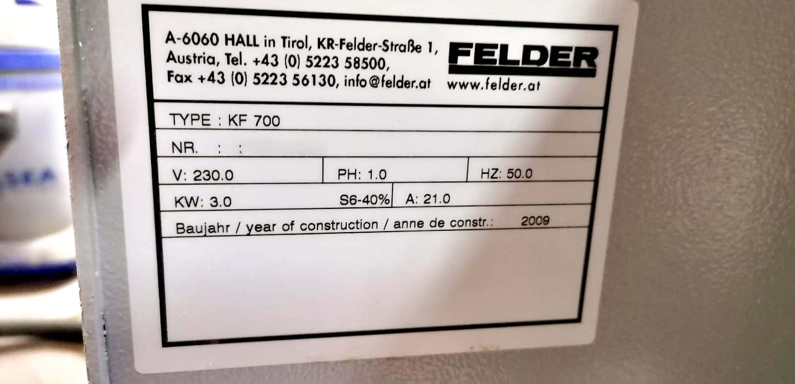 Usado Felder KF 700 - Sierra de Mesa Deslizante - 2009