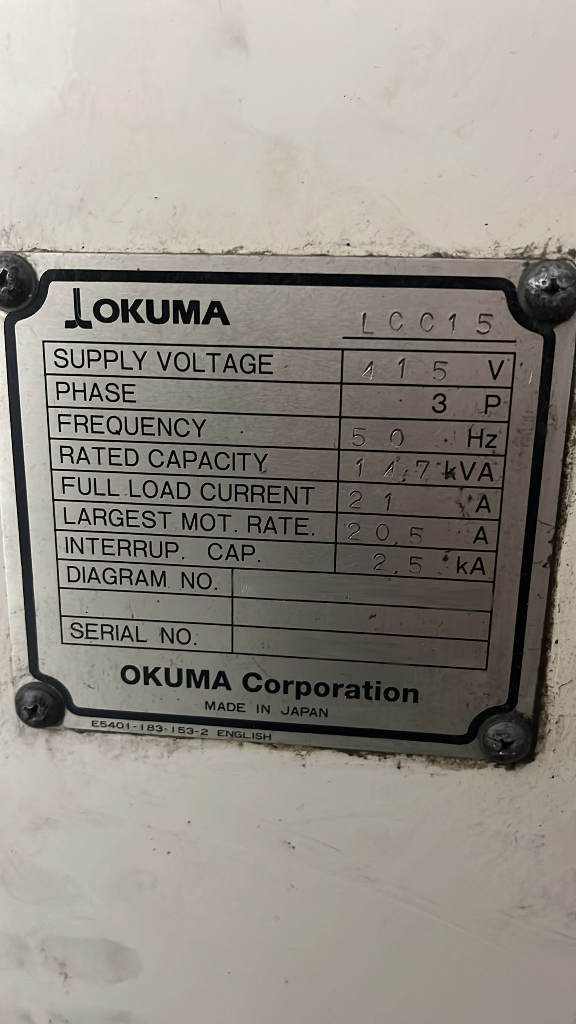 Used Okuma LCC-15 I CNC Lathe