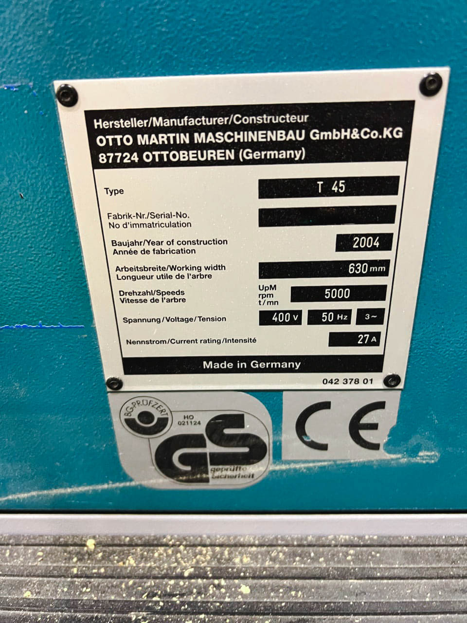 Used Martin T 44 - Thickness Planer - 2004