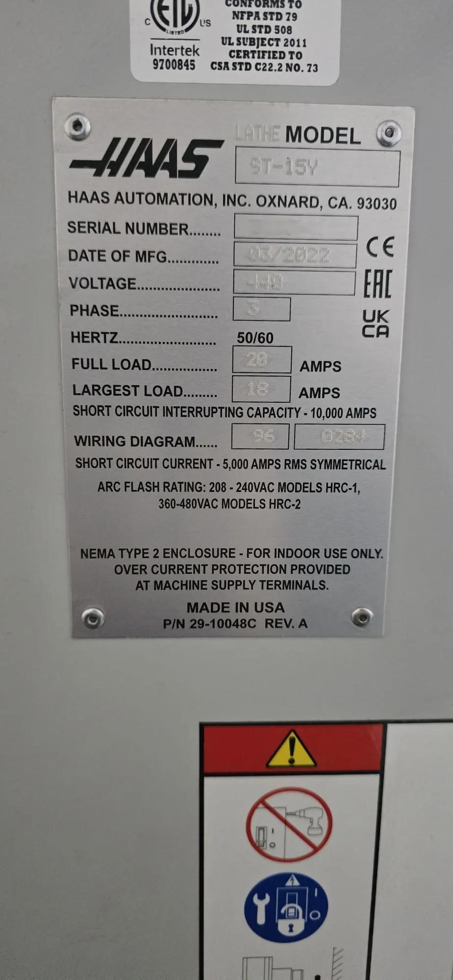 Used Haas ST-15Y I CNC Lathe