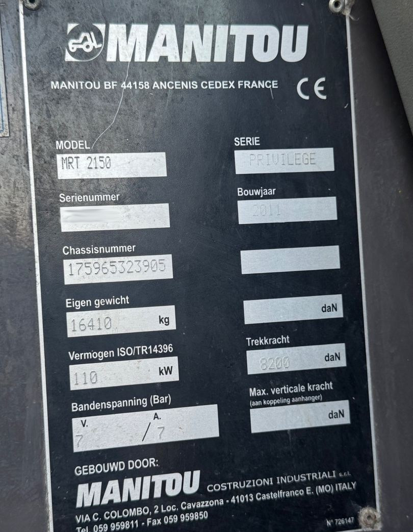 Used Manitou MRT 2150 I Rotating Telehandler I 2011