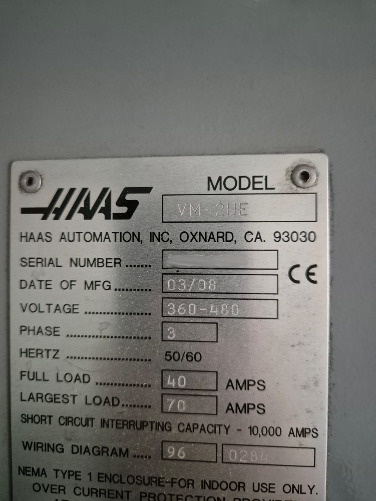 Used Haas VM-2HE I Vertical Machining Center I 2003