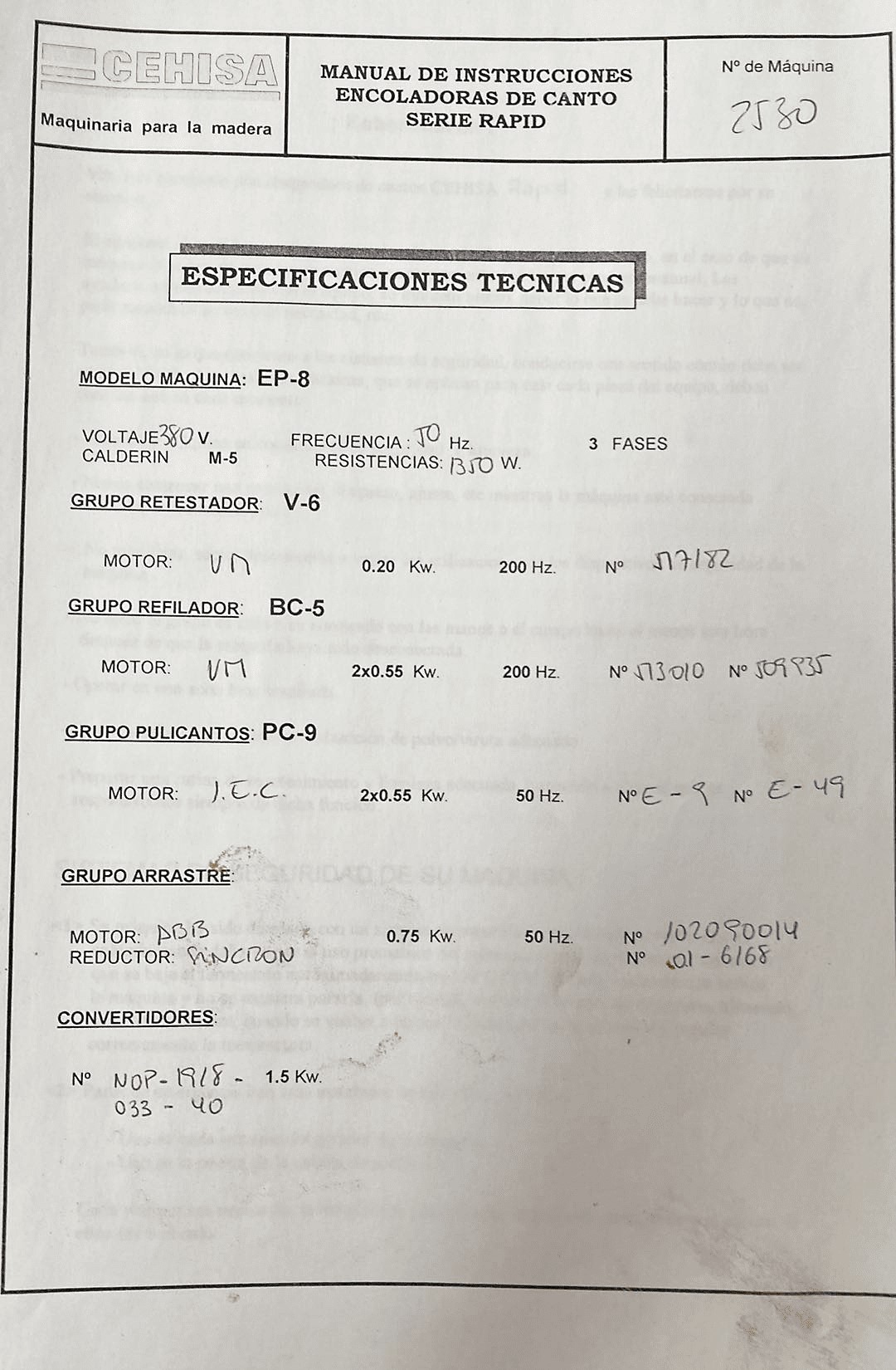 Usado Cehisa Rapid EP 8 - Biseladora - 2002