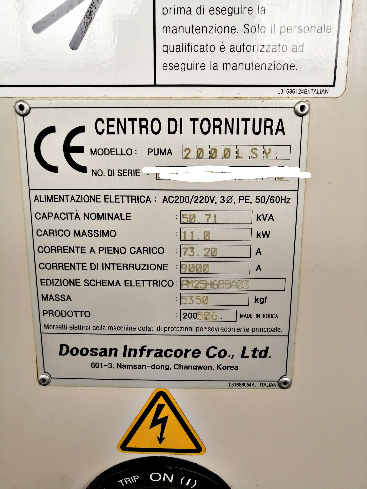 Usado Daewoo Puma 2000LSY - Torno CNC - 2005