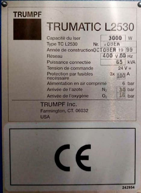 Gebruikt Trumpf Trumatic L2530 - Laser Snijden - 1999