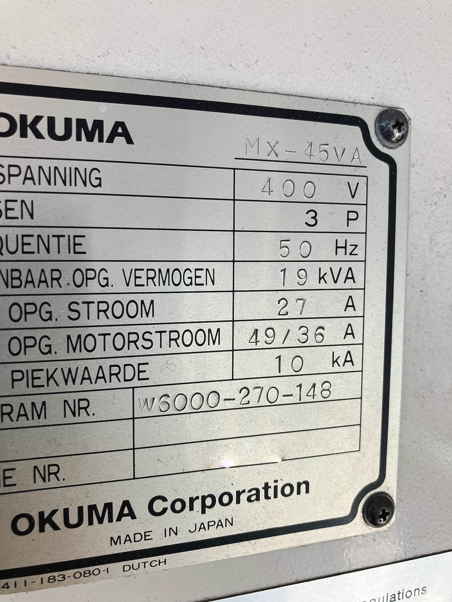 Used Okuma MX 45-VA - Vertical Machining Center - 1995