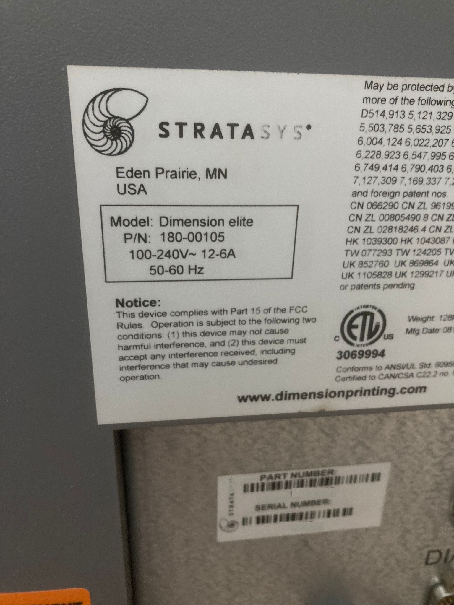 Gebruikt Stratasys DIMENSION ELITE - 3D Printer - 2014