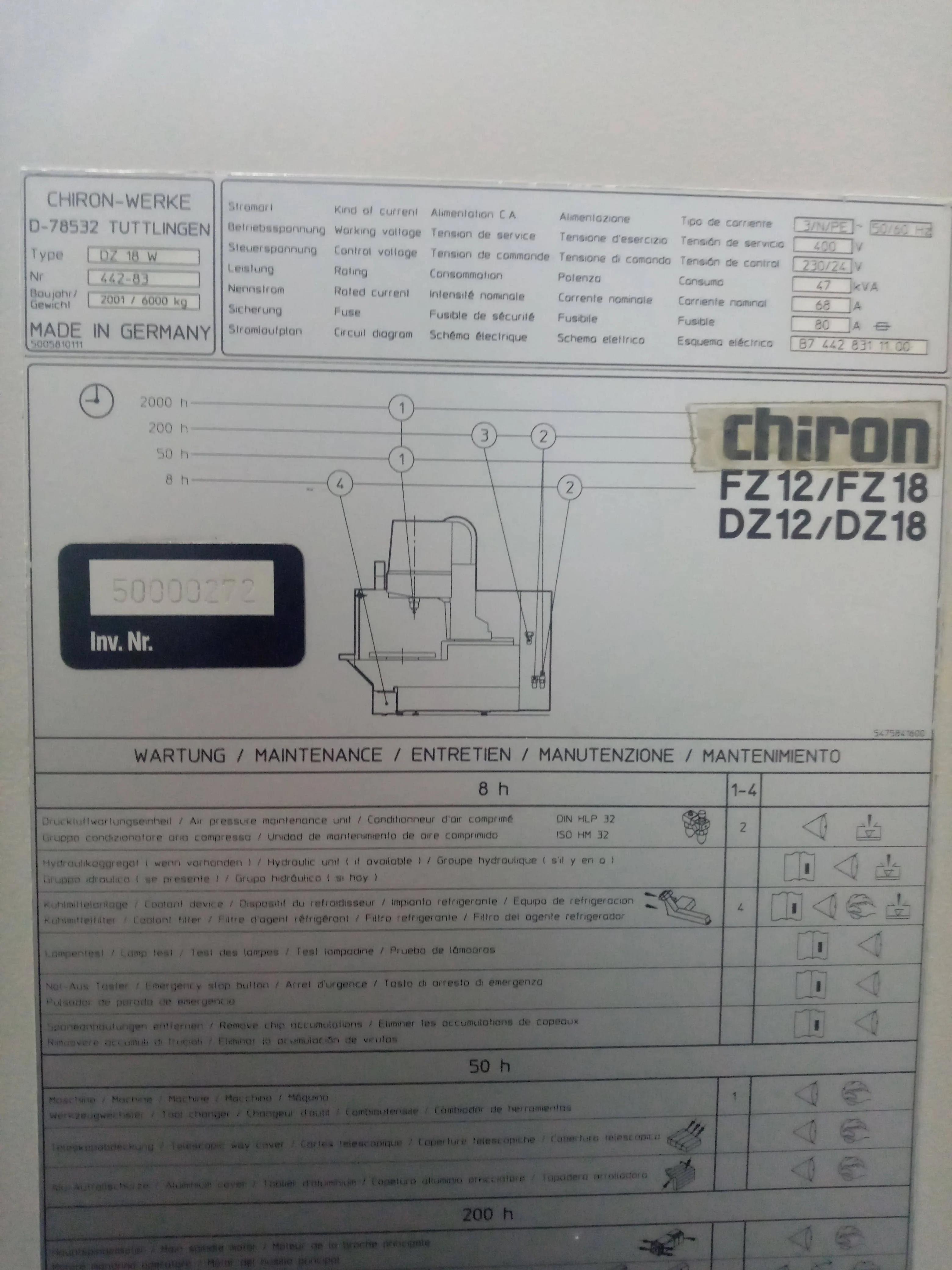 Gebruikt Chiron DZ 18 W Magnum I Verticale Bewerking Center
