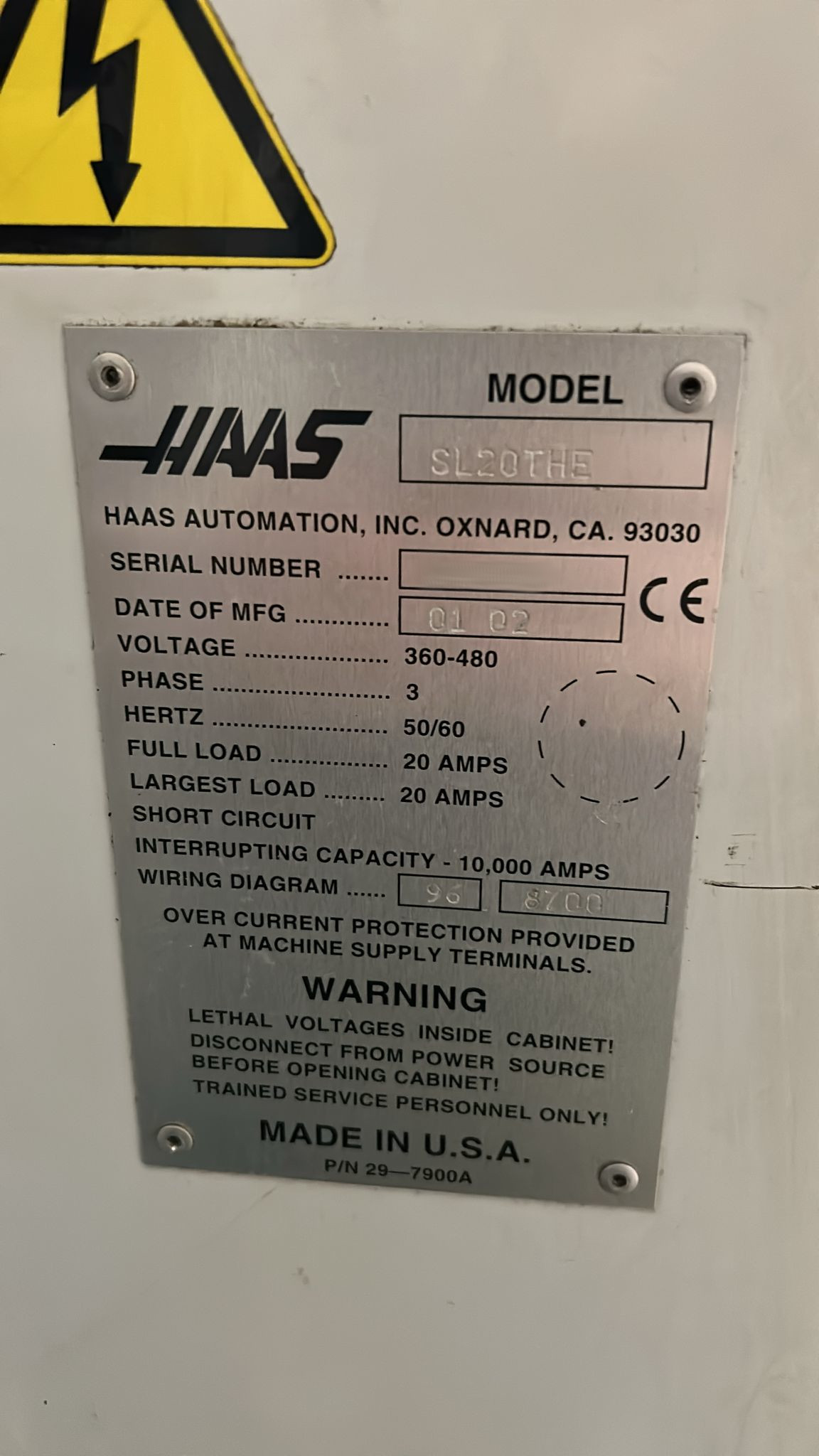 Used Haas SL-20 THE I CNC Lathe I 2002