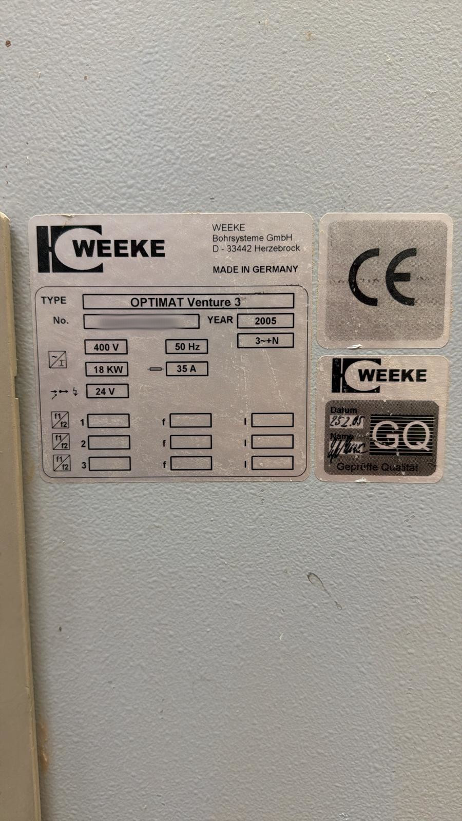 Used Weeke Optimat Venture 3 I CNC Machining Center I 2005