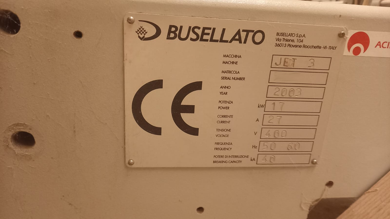 Used Busellato Jet 3 I CNC Machining Center I 2003