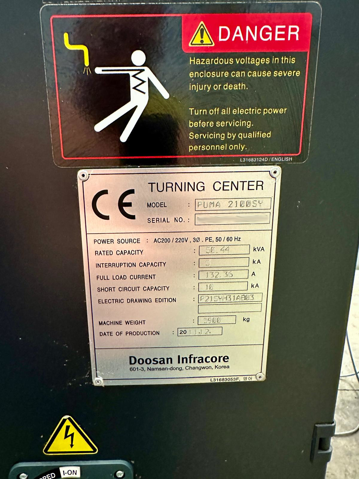 Used Doosan Puma 2100SY I CNC Lathe