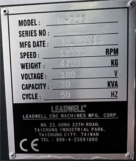 Used Leadwell V-32i I Vertical Machining Center
