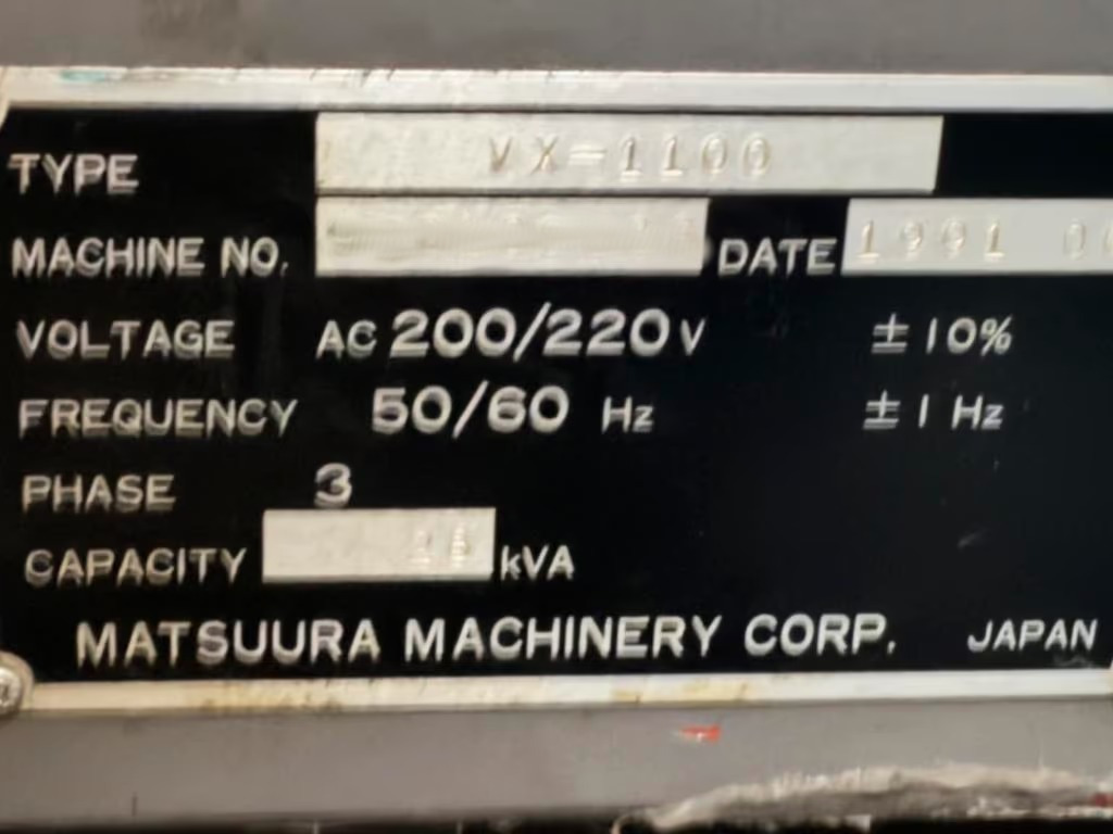 Used Matsuura VX-1100 I Vertical Machining Center I 1991