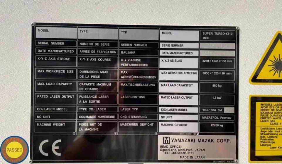 Usado Corte por láser Mazak STX 510 MK III I