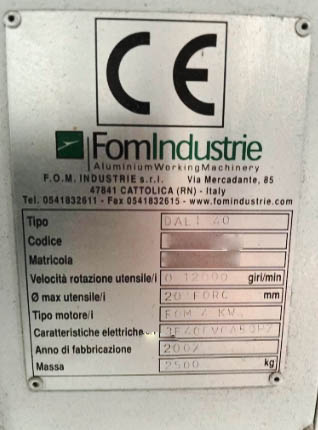 Used Fom Dali 40 I Profile Machining Center I 2007