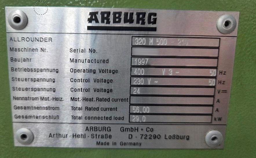 Used Arburg 320 M 500-210 I Injection Moulding I 1997