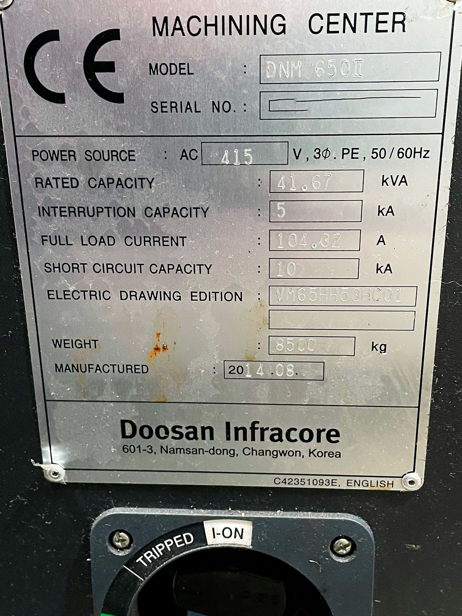 Usado Doosan DNM650 II - Centro de Mecanizado Vertical - 2014