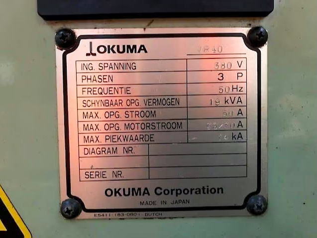 Used Okuma VR-40 - Vertical Machining Center - 1992