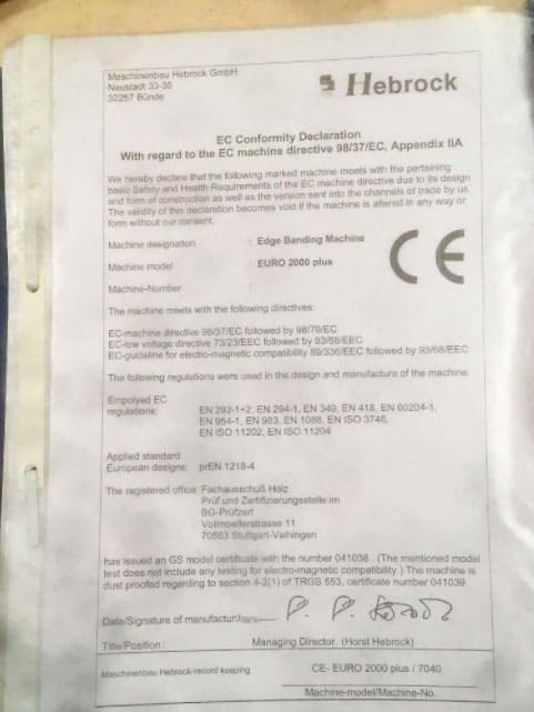 Gebruikt Hebrock Euro 2000 Plus - Kantenbanding - 2007